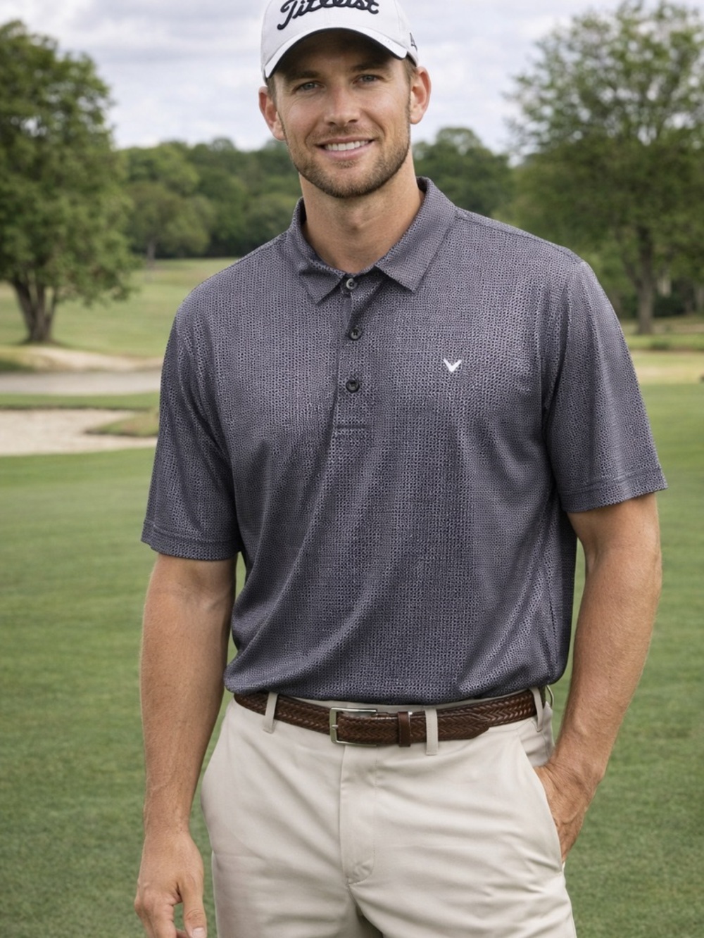 Callaway Opti‑Dri Men’s Golf Polo Shirt Size XXL Gray Check Activewear Dadcore